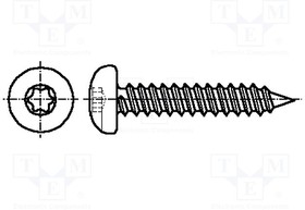 B2.2X9.5/BN13274, Винт, 2,2x9,5, Головка сферическая, Torx, сталь, цинк, BN 13274