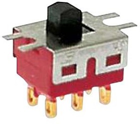 500SDP1S1M2QEA, Slide Switch - DPDT - On-None-On - Silver Plated Contacts - 5A@120VAC/28VDC - PC Mount - Epoxy Sealed