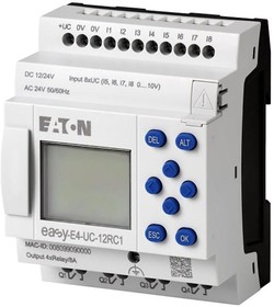 Фото 1/7 EASY-E4-AC-12RC1, Программируемое реле 100/240V AC/DC, цифровые 8 DI, 4DO, реле 8А, дисплей+клавиатура, часы реального времени, Ethernet RJ4