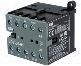 BC7-30-01-01, Контактор 3-полюсный, Вспомогательные контакты NC, 24ВDC, 16А