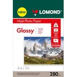 0102096, Фотобумага LOMOND 280 г/м2 А4 односторонняя глянцевая 50 л.