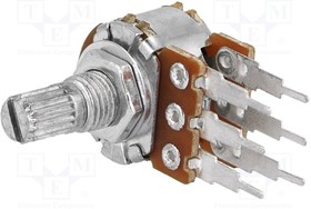 Фото 1/2 R16148-1B-3-A100K, Потенциометр: осевой, однооборотный, 100кОм, 63мВт, ±20%, THT, 6мм