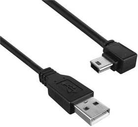 Фото 1/2 3021094-03, USB Cables / IEEE 1394 Cables USB 2.0 A Male to USB 2.0 Mini B Male Left Angled, 3FT length, 480Mbps, Black Color