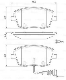 Фото 1/8 0986494105, Колодки тормозные дисковые передн SEAT: IBIZA IV (6L1) 1.2/1.4 16V/1.4 TDI/1.6/1.8 T FR/1.9 SDI/1.9 TDI/2.0 02-09 \ SKODA: FABIA