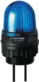 231.500.55, EM 231 Series Blue Steady Beacon, 24 V dc, Panel Mount, LED Bulb, IP65