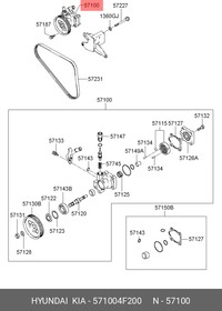 57100-4F200, Насос гидроусилителя HYUNDAI Porter 2 OE