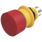 61-6441.4077, 61 Compact Series Twist Release Emergency Stop Push Button, Panel Mount, 16mm Cutout, 1 NO + 1 NC, IP67, IP69K