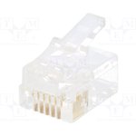 RJ126P6CR, Вилка, RJ12, PIN: 6, Конф: 6p6c, на провод, IDC, обжим