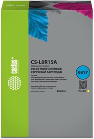 Фото 1/3 Картридж струйный Cactus CS-L0R15A 981Y желтый (240мл) для HP PageWide Enterprise Color 556dn/556xh/Flow MFP586z
