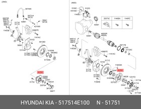 51751-4E100, Ступица KIA Bongo 3 (06-) (2WD) передняя OE