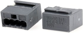 Фото 1/3 Micro junction box terminal, 4 pole, 6.0-8.0 mm², clamping points: 4, dark gray, clamp connection, 6 A