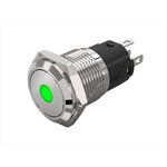 82-4151.1234, Pushbutton Switches Grn Dot LED 24VAC/DC 16mm QC Flush