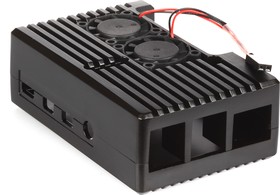 Фото 1/4 Closed Aluminium Case for Raspberry Pi 4B, Dual Fans [Black], Закрытый алюминиевый корпус для Raspberry Pi 4 с вентиляторами