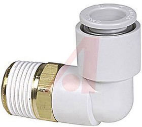 KQ2L08-02AS-X35, KQ2 Series Elbow Threaded Adaptor, R 1/4 Male to Push In 8 mm, Threaded-to-Tube Connection Style