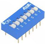 EDG107S, Переключатель: DIP-SWITCH, Кол-во секций: 7, ON-OFF, 0,025A/24ВDC