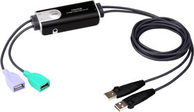 Фото 1/3 ATEN CS62KM, Переключатель, электрон., KVM+Audio, 1 user USB+VGA =  2 cpu USB+VGA, со встрШнурами USB 2x1.2м., 2048x153KVM-переключатель A