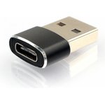 Переходник USB2.0 A-USB2-AMCF-02, AM/Type-C(F), метал.коробкапус, Pro, черный ...