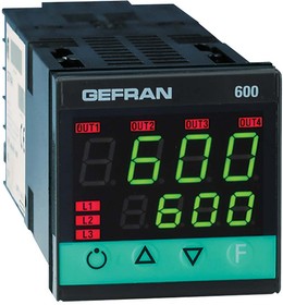 600-R-D-R-0-1, 600 PID Temperature Controller, 48 x 48 (1/16 DIN)mm, 3 Output Relay, 100 V ac, 240 V ac Supply Voltage ON/OFF