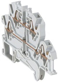 0 372 67, 372 Series Grey Feed Through Terminal Block, Double-Level, Spring Clamp Termination