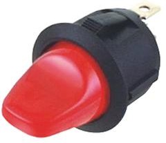 MP004563, Rocker Switch, SPST, 16 A/ 125 VAC, 20 A/ 14 VDC, Red, Panel, On-Off, Quick Connect, Dia 20.2 mm