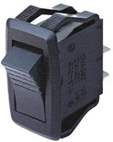 MP004570, Rocker Switch, SPST, 20 A, 125VAC, Black, Panel Mount, Off-On, Quick Connect, 13.8 mm x 28 mm