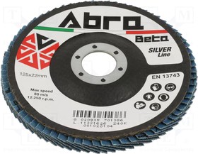 AB001020104, Flap grinding wheels; O: 125mm; Ohole: 22.23mm; Granularity: 40