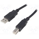 CAB-USBAB/1.8-BK, Кабель, USB 2.0, вилка USB A, вилка USB B, 1,8м, черный