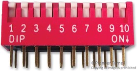 MCNDP-10V, DIP / SIP переключатель, 10 схем(-а), Клавиша, Сквозное Отверстие, SPST-NO, 24 В, 25 мА
