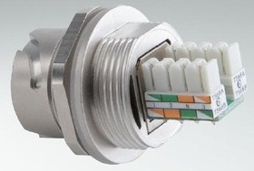 17-110814, Modular Connectors / Ethernet Connectors RJ45-IP67 Cat.5e PCBw/GRDPLSTSHLSLwcp