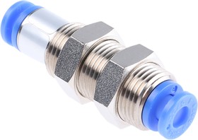 KCE04-00, KC Series Bulkhead Tube-to-Tube Adaptor, Push In 4 mm to Push In 4 mm, Tube-to-Tube Connection Style