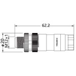 VELLEDQ Соединитель клеммный M12-M08T, Вилка, Прямой с клеммником ...