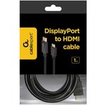 Кабель Cablexpert Кабель DisplayPort- HDMI Cablexpert CC-DP-HDMI-1M 1м, 20M/19M ...