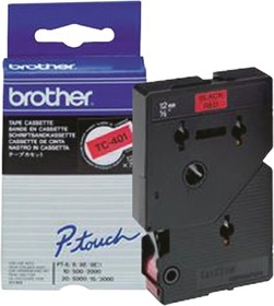 TC-401, Black on Red Label Printer Tape, 7.7 m Length, 12 mm Width