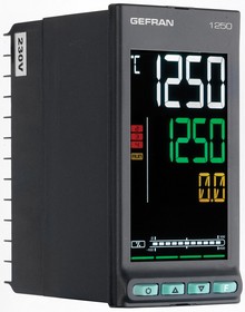 1250-R-R00-00000-1-G, 1250 PID Temperature Controller, 48 x 96mm, 2 Output Relay, 100 → 240 V ac Supply Voltage