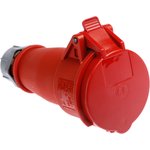 5, AM-TOP IP44 Red Cable Mount 3P + N + E Industrial Power Socket, Rated At 16A ...