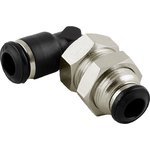 55060 Series Elbow Fitting, Push In 6 mm to M14, Threaded-to-Tube Connection Style