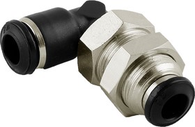 55060 Series Elbow Fitting, Push In 8 mm to M16, Threaded-to-Tube Connection Style