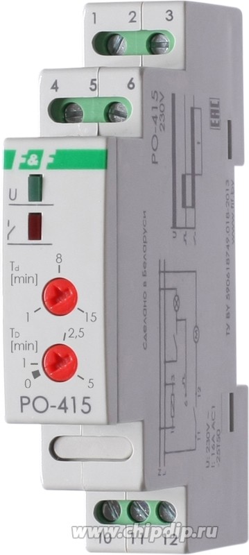 Реле времени PO-415, задержка после отключения