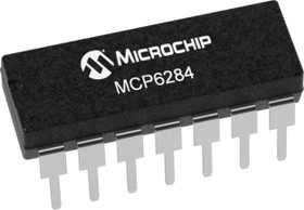 Фото 1/3 MCP6284-E/P, Операционный усилитель, Четверной, 4 Усилителя, 5 МГц, 2.5 В/мкс, 2.2В до 5.5В, DIP, 14 вывод(-ов)