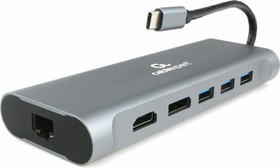 Адаптер интерфейсов USB-C 8-в-1 (Type-C, USB3.1, HDMI,DP,VGA,RJ-45, AUX,кардридер), коробка A-CM-COMBO8-01