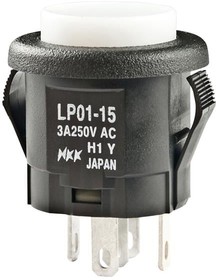 Фото 1/2 LP0115CMKW015DB, Pushbutton Switches SPDT ON-(ON) 3A AMB ILLUM SNAP-IN MOUNT
