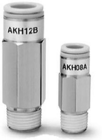 AKH06B-02S, AKH Check Valve M5 Inlet, 6mm Tube Inlet, M5 Male Outlet, 6mm Tube Outlet, –100kPa