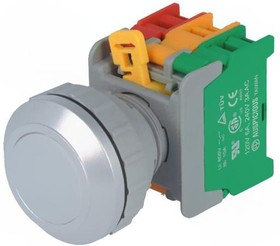 LXB30-1O/C W, W/O LAMP, Переключатель: кнопочный, Фикс.пол: 1, NC + NO, 30мм, белый, IP65