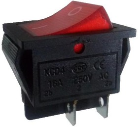 Фото 1/7 KLS7-007-21- C-3-RE/BK-P1-G (2) (SWR-78/R), Выключатель 4 конт с подсветкой (красный) 8A 250VAC
