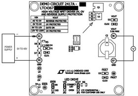 Фото 1/2 DC2417A-A, Power Management IC Development Tools LTC4367IMS8 Demo Board - UV, OV and Reve