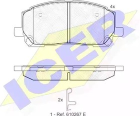 181705, Колодки тормозные Toyota Harrier, Hghlander 01-05 передние ICER