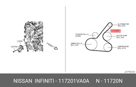 Фото 1/2 117201VA0A, Ремень ручейковый NISSAN QASHQAI (J11) (2014 )