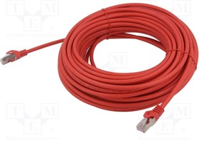 PP6A-LSZHCU-R-20M, Patch cord; S/FTP; 6a; solid; Cu; LSZH; red; 20m; 27AWG; Ocable: 5.8mm