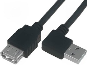 Фото 1/2 CAB-USB2AAF/2-K, Кабель, USB 2.0, гнездо USB A, угловая вилка USB A, 1,8м, черный