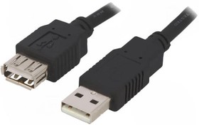 CAB-USB2AAF/5-BK, Кабель, USB 2.0, гнездо USB A, вилка USB A, 5м, черный